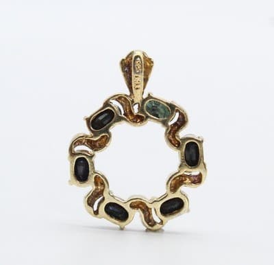 Vintage Sterling Silver Vermeil Dark Blue Sapphire Pave CZ Pendant - Thumbnail 3