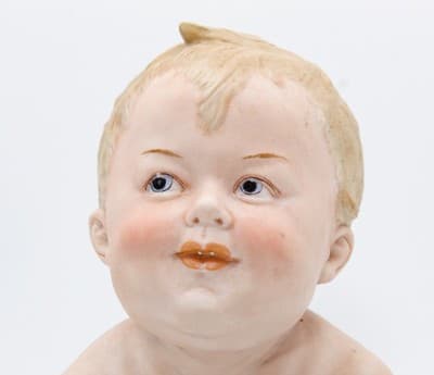 Gebruder Heubach Antique Germany Hand Painted Bisque Large Piano Baby Figure - Thumbnail 7