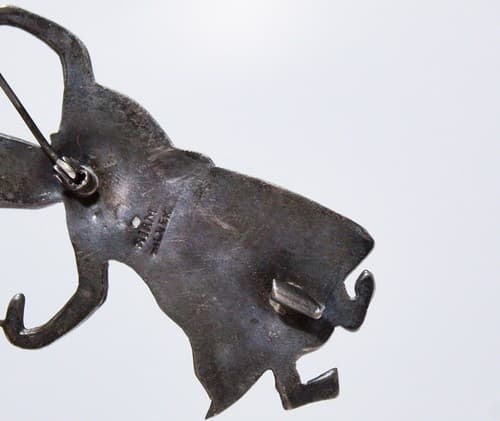 Vintage Sterling Silver SIAM Niello Goddess Dancer Figural Pin Brooch - Thumbnail 6