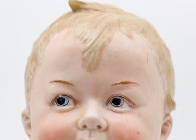 Gebruder Heubach Antique Germany Hand Painted Bisque Large Piano Baby Figure - Thumbnail 8