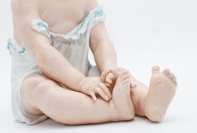 Gebruder Heubach Antique Germany Hand Painted Bisque Large Piano Baby Figure - Thumbnail 3