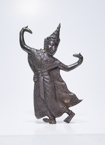 Vintage Sterling Silver SIAM Niello Goddess Dancer Figural Pin Brooch - Thumbnail 7