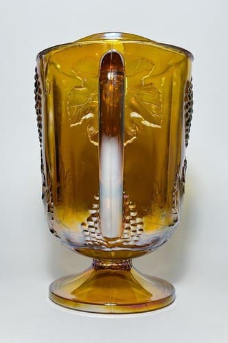 Vintage Antique Indiana Carnival Glass Iridescent Grape Harvest Pitcher Jug - Thumbnail 3