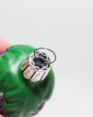 Inge-Gla Germany Hand Blown Glittered Apricot & Blackberry Christmas Ornaments - Thumbnail 4