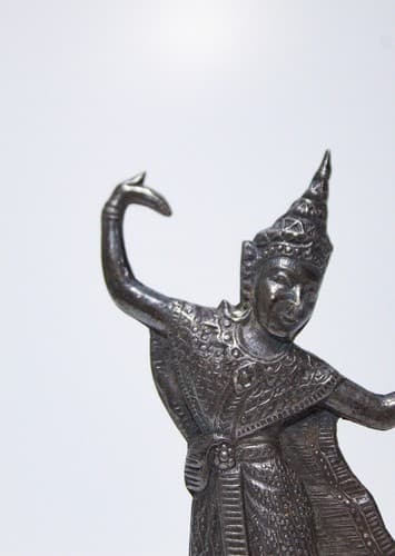Vintage Sterling Silver SIAM Niello Goddess Dancer Figural Pin Brooch - Thumbnail 4