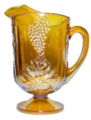 Vintage Antique Indiana Carnival Glass Iridescent Grape Harvest Pitcher Jug - Image 1