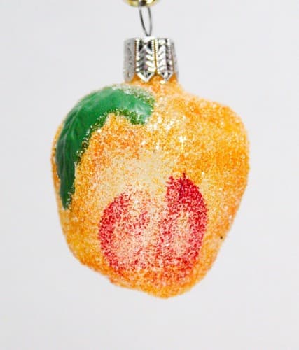 Inge-Gla Germany Hand Blown Glittered Apricot & Blackberry Christmas Ornaments - Thumbnail 2