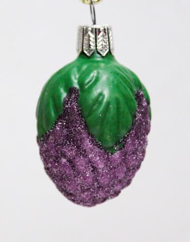 Inge-Gla Germany Hand Blown Glittered Apricot & Blackberry Christmas Ornaments - Thumbnail 3