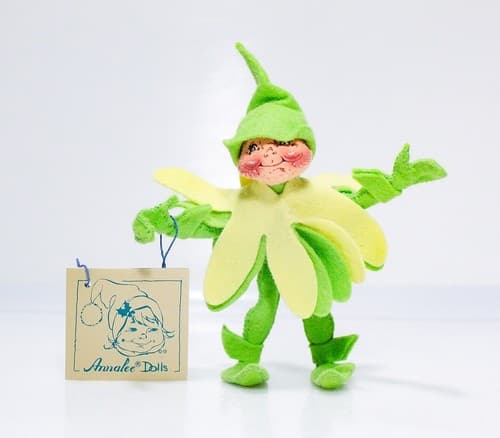 Vintage ANNALEE Mobilitee 1994 Yellow Spring Elf Holiday Felt Doll w/ TAG - Thumbnail 8