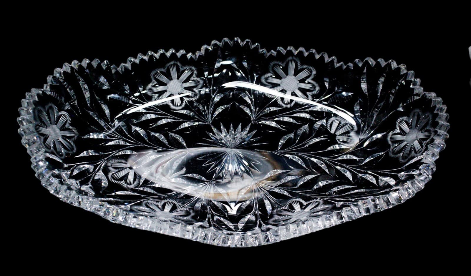 AMERICAN BRILLIANT ABP Antique Celery Serving Dish Bowl Deep Cut Crystal - Thumbnail 9