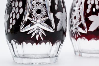 2 Nachtmann Trauber Dark Ruby Cut To Clear Crystal Grape & Vine Decanters - Thumbnail 8