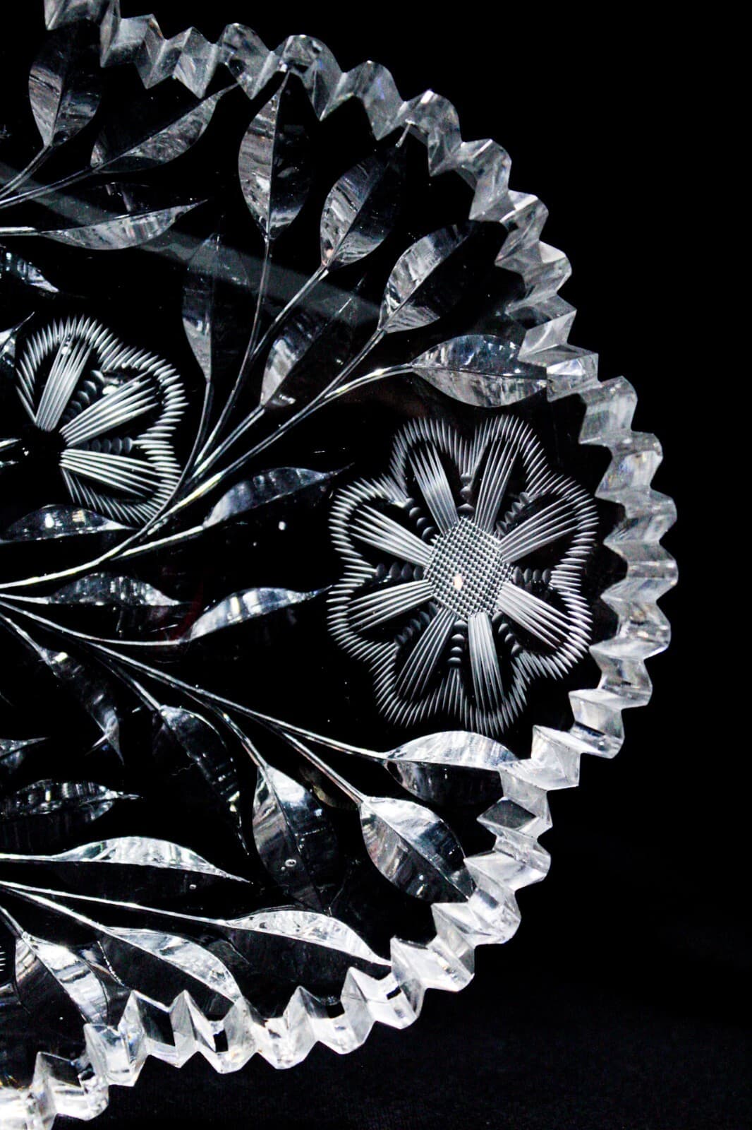 AMERICAN BRILLIANT ABP Antique Celery Serving Dish Bowl Deep Cut Crystal - Thumbnail 4