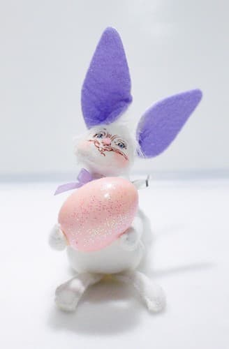 Vtg 2008 ANNALEE Mobilitee EASTER BUNNY W/ PINK EGG Holiday Artisan Doll 5" - Thumbnail 5
