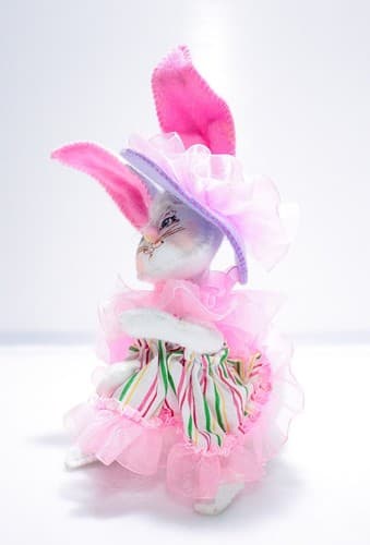Vtg 2018 ANNALEE Mobilitee EASTER PARADE GIRL BUNNY Holiday Artisan Doll 6" - Thumbnail 4