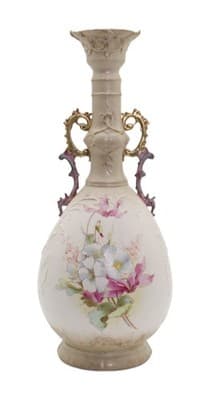 Antique Made In Germany Porcelain Double Handled Gilt Floral Motif Vase - Image 1