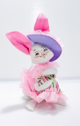 Vtg 2018 ANNALEE Mobilitee EASTER PARADE GIRL BUNNY Holiday Artisan Doll 6" - Thumbnail 8