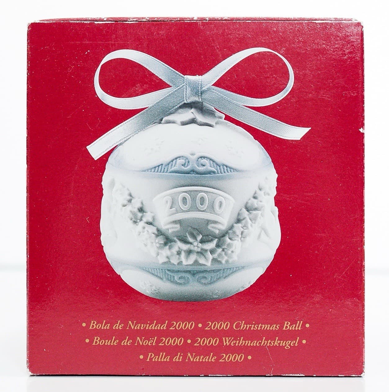 Vtg 2000 LLADRO Spain Christmas Matter Porcelain Ball Ornament In Original Box - Thumbnail 5