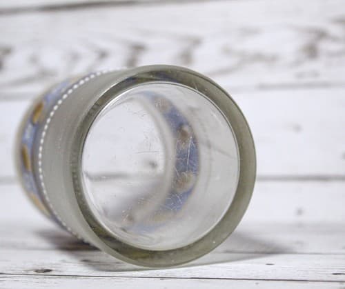 Antique Frosted Glass Blue & Gold Gilt Floral Glass Hand Painted Jeweled Tumbler - Thumbnail 7