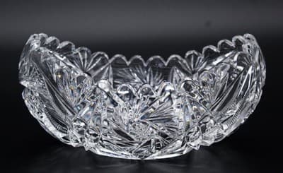 Antique American Brilliant ABP Deep Hand Cut Candy Boat Nut Dish - Thumbnail 6