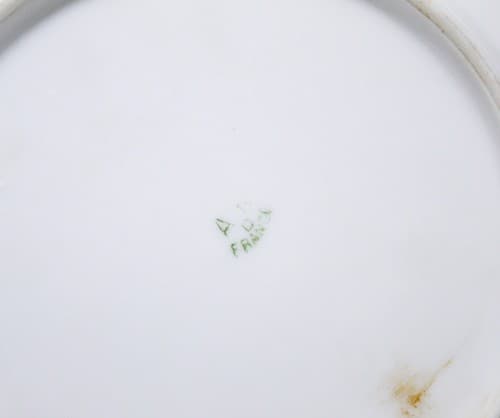 Antique French Limoges Hand Painted Floral Gold Rimmed Serving Porcelain Plate - Thumbnail 7