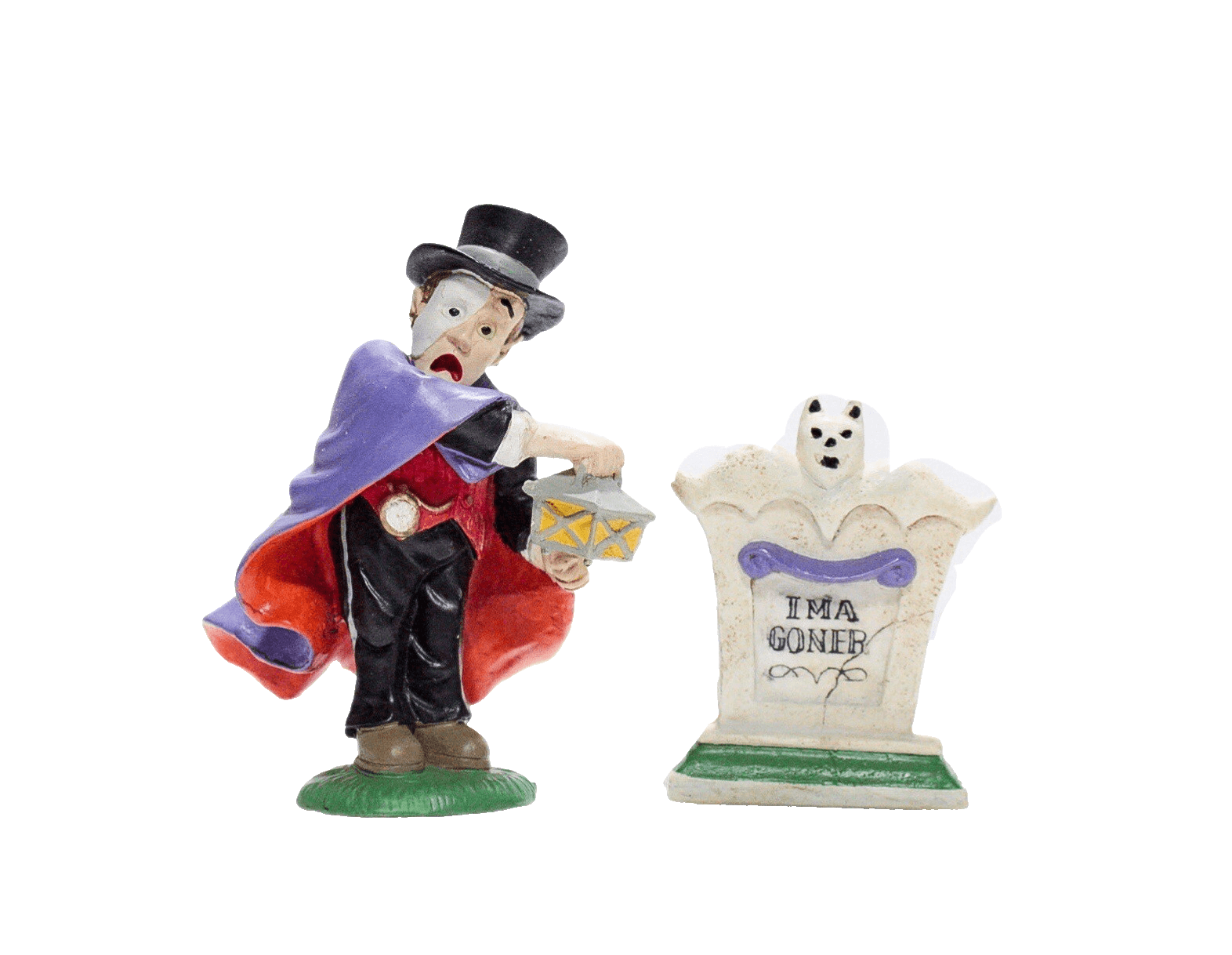 2 Vintage MIDWEST IMPORTS Phantom Masked Man & Tomb Halloween Figurines - Image 1
