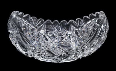 Antique American Brilliant ABP Deep Hand Cut Candy Boat Nut Dish - Image 1