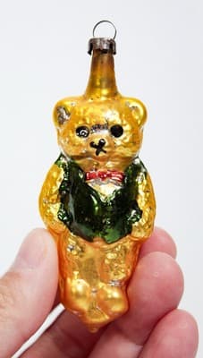 Vintage Mercury Glass Gold Teddy Bear Christmas Ornament - Thumbnail 2