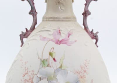 Antique Made In Germany Porcelain Double Handled Gilt Floral Motif Vase - Thumbnail 3