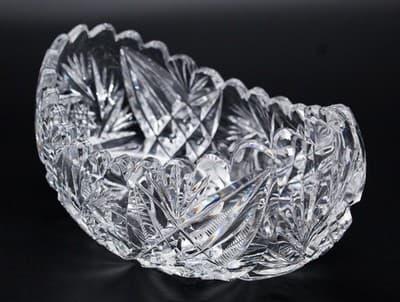 Antique American Brilliant ABP Deep Hand Cut Candy Boat Nut Dish - Thumbnail 5