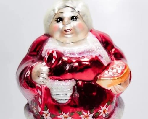 Vintage Christopher Radko Mr. & Mrs. Claus Double Sided Glass Christmas Ornament - Thumbnail 5