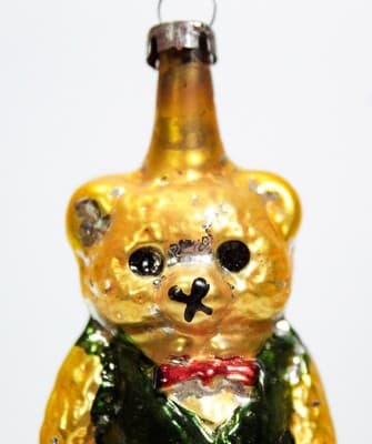 Vintage Mercury Glass Gold Teddy Bear Christmas Ornament - Thumbnail 3