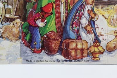Vintage Made In Germany Winter Nativity Village Paper Christmas Advent Calendar - Thumbnail 7