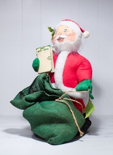 Vintage ANNALEE Mobilitee Santa w/ Burlap Gift Bag Christmas Doll Figure 17" - Thumbnail 6