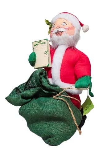 Vintage ANNALEE Mobilitee Santa w/ Burlap Gift Bag Christmas Doll Figure 17" - Image 1