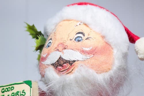 Vintage ANNALEE Mobilitee Santa w/ Burlap Gift Bag Christmas Doll Figure 17" - Thumbnail 3