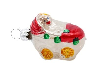 Vintage Made In West Germany Blown Glass Baby In Carriage Christmas Ornament - Image 1