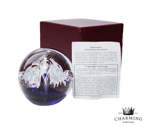 DYNASTY GALLERY Art Glass Heirloom Collectibles Flower Motif Paperweight In BOX - Image 1
