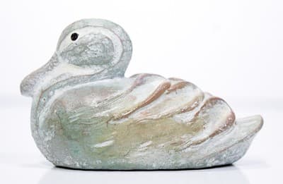 Vintage Artist Signed Hand Carved Stoneware Duck Bird Figurine Sculpture - Thumbnail 3