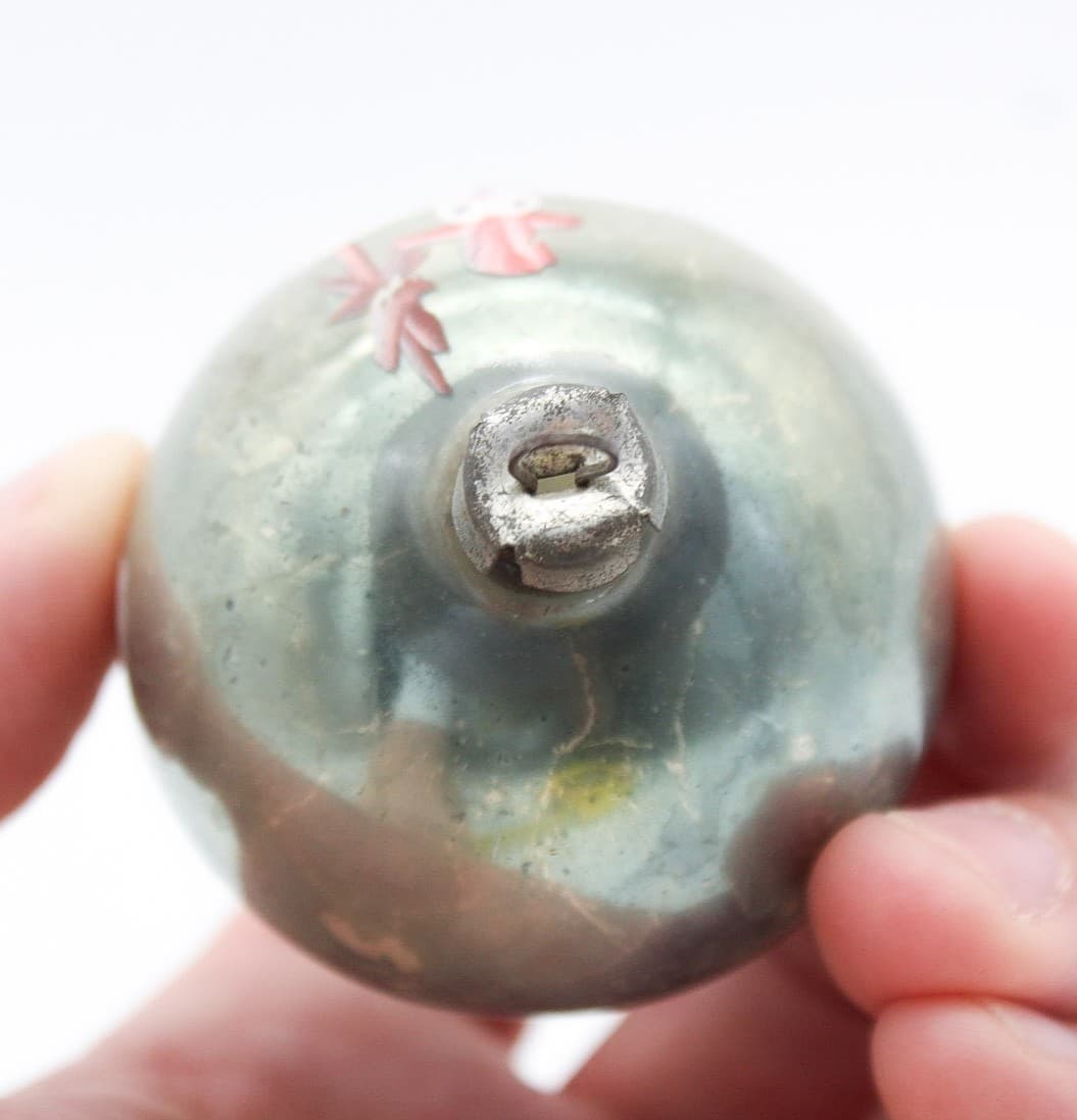 Vintage Poland Blown Glass Snowman With Broom Hand Painted Christmas Ornament - Thumbnail 3