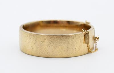Monet Vintage Florentie Finish Gold Tone Hinged Statement Bangle Bracelet - Thumbnail 7