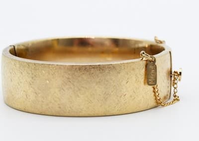 Monet Vintage Florentie Finish Gold Tone Hinged Statement Bangle Bracelet - Thumbnail 3