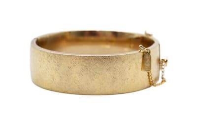 Monet Vintage Florentie Finish Gold Tone Hinged Statement Bangle Bracelet - Image 1