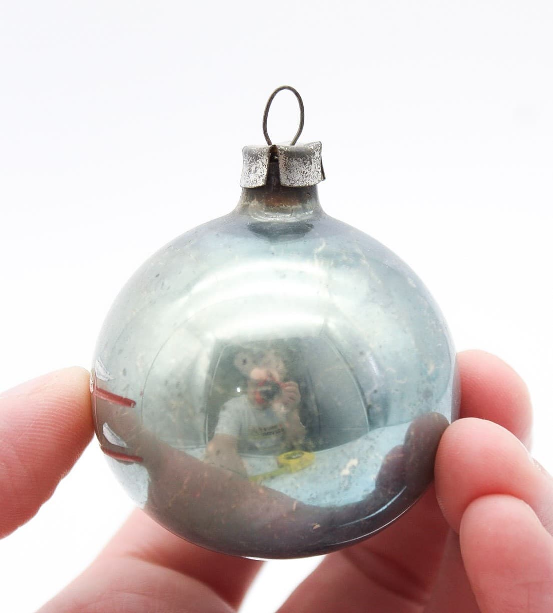 Vintage Poland Blown Glass Snowman With Broom Hand Painted Christmas Ornament - Thumbnail 4