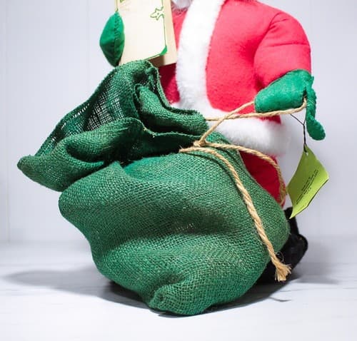 Vintage ANNALEE Mobilitee Santa w/ Burlap Gift Bag Christmas Doll Figure 17" - Thumbnail 5