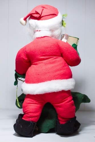 Vintage ANNALEE Mobilitee Santa w/ Burlap Gift Bag Christmas Doll Figure 17" - Thumbnail 8