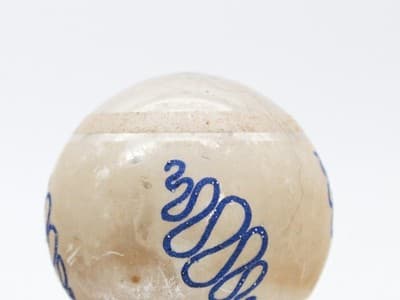 Vintage SHINY BRITE Mica Striped Blue Wiggled Lines Glass Christmas Ornament - Thumbnail 5