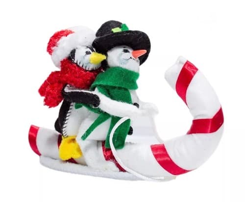 Vtg 2013 ANNALEE Mobilitee TOBOGGANING BUDDIES Christmas Artisan Doll 3" w/Tag - Image 1