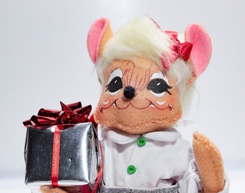 2013 ANNALEE Mobilitee SILVER SPARKLE GIRL MOUSE Artisan Doll Figure 8" w/ Tag - Thumbnail 2