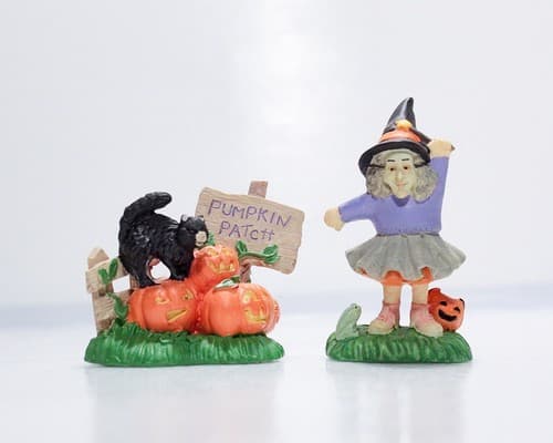2 Vintage MIDWEST IMPORTS Pumpkin Patch & Witch Halloween Figurines - Thumbnail 6