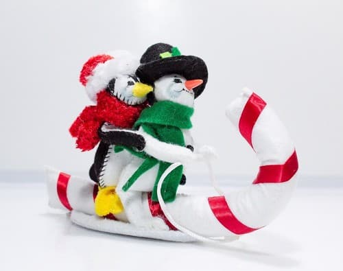 Vtg 2013 ANNALEE Mobilitee TOBOGGANING BUDDIES Christmas Artisan Doll 3" w/Tag - Thumbnail 5